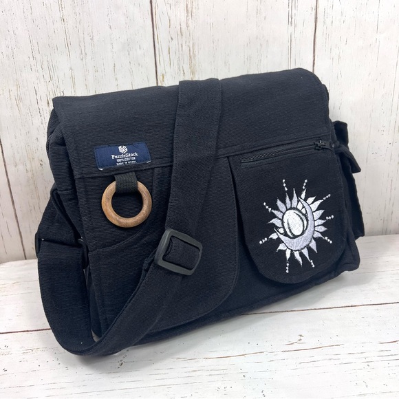 Handmade Sun Moon Embroidered Messenger Bag - Picture 1 of 15